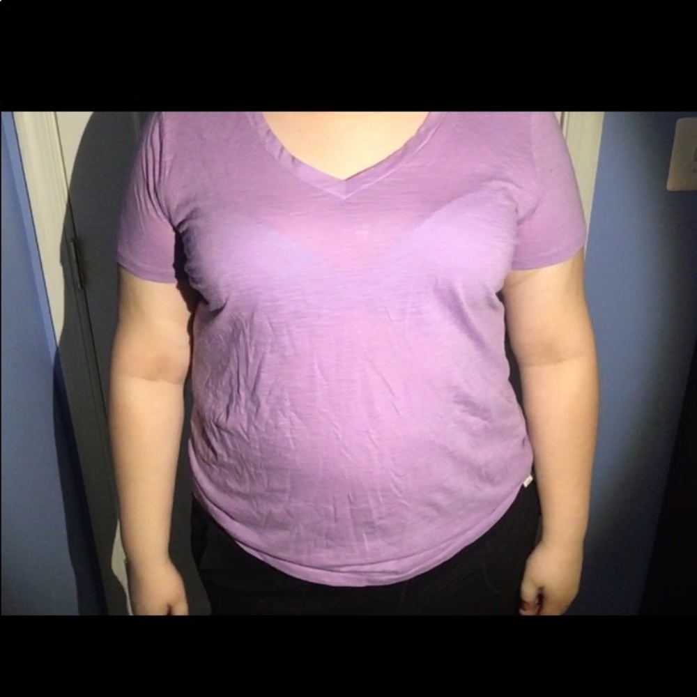 V-neck short sleeved purple women’s shirt